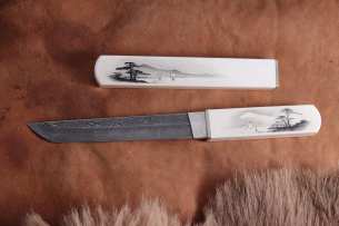 Severnaya korona Нож ручной работы Японские мотивы белый