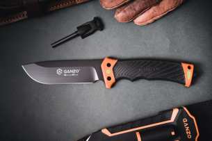 Ganzo Туристический нож с фиксированным клинком G8012V2-OR с паракордом Оранжевый