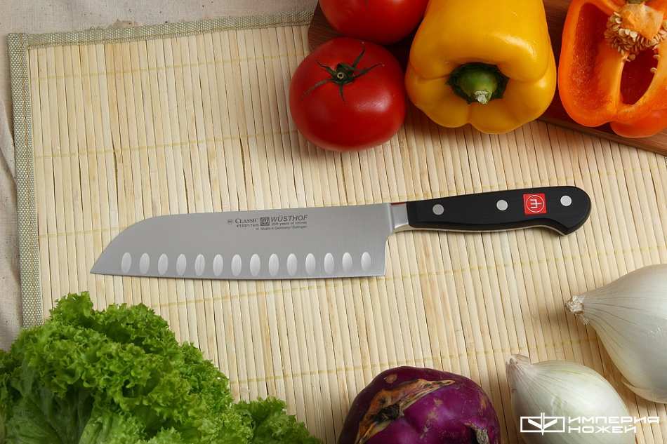 Нож <b>Нож кухонный японский</b> "<b>шеф</b>" с угл.на кромке 17 см "Classic ...