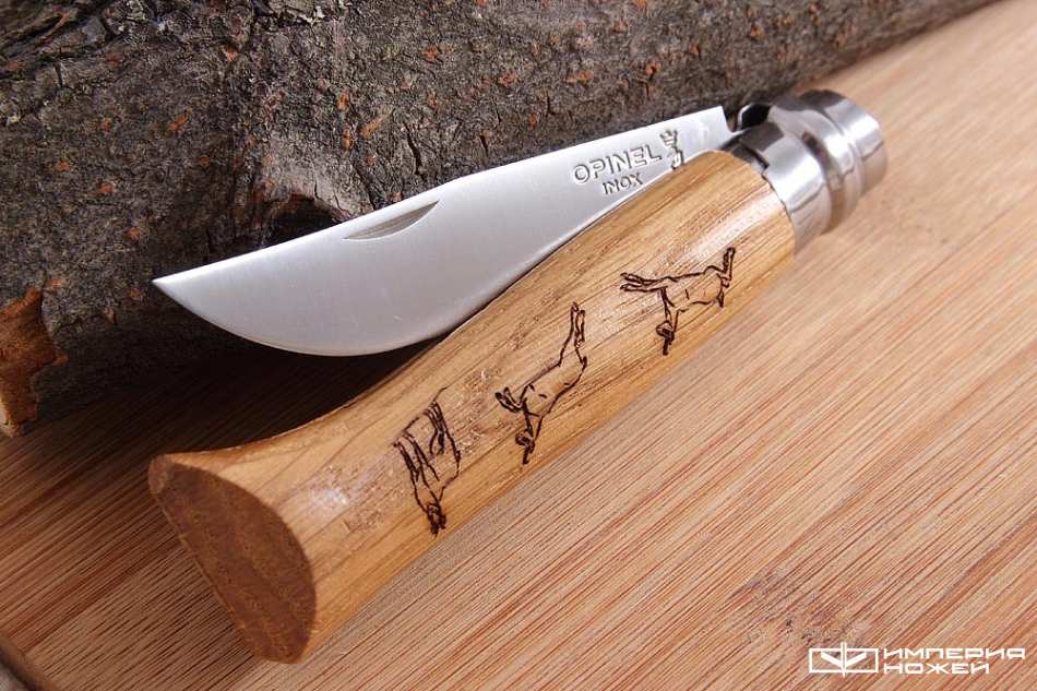 Нож Opinel №8VRI Animalia Chamois, дуб, орнамент 