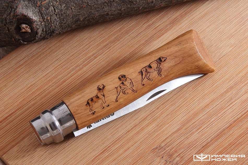 Нож Opinel №8VRI Animalia Dog, дуб, орнамент 