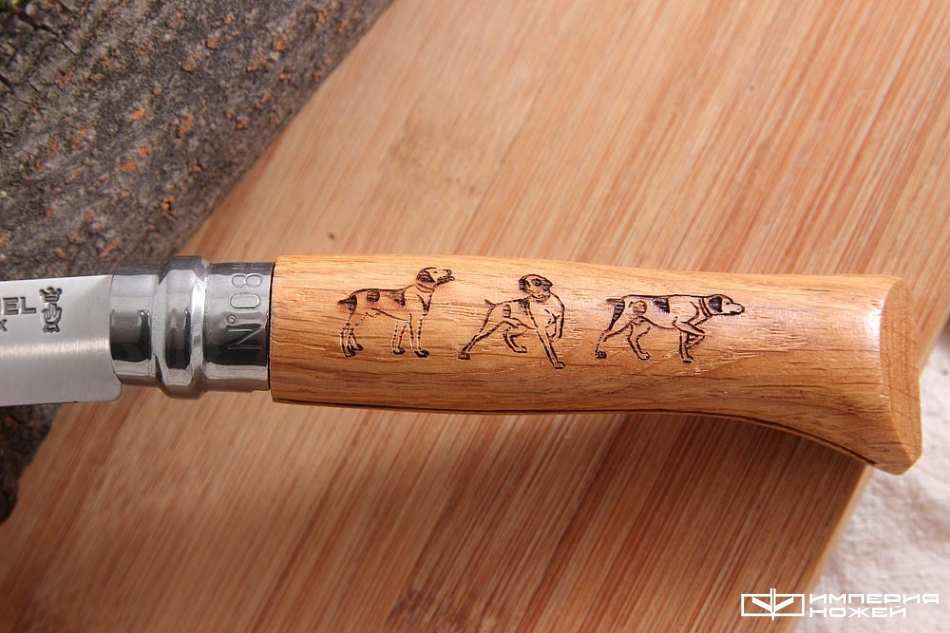 Нож Opinel №8VRI Animalia Dog, дуб, орнамент 