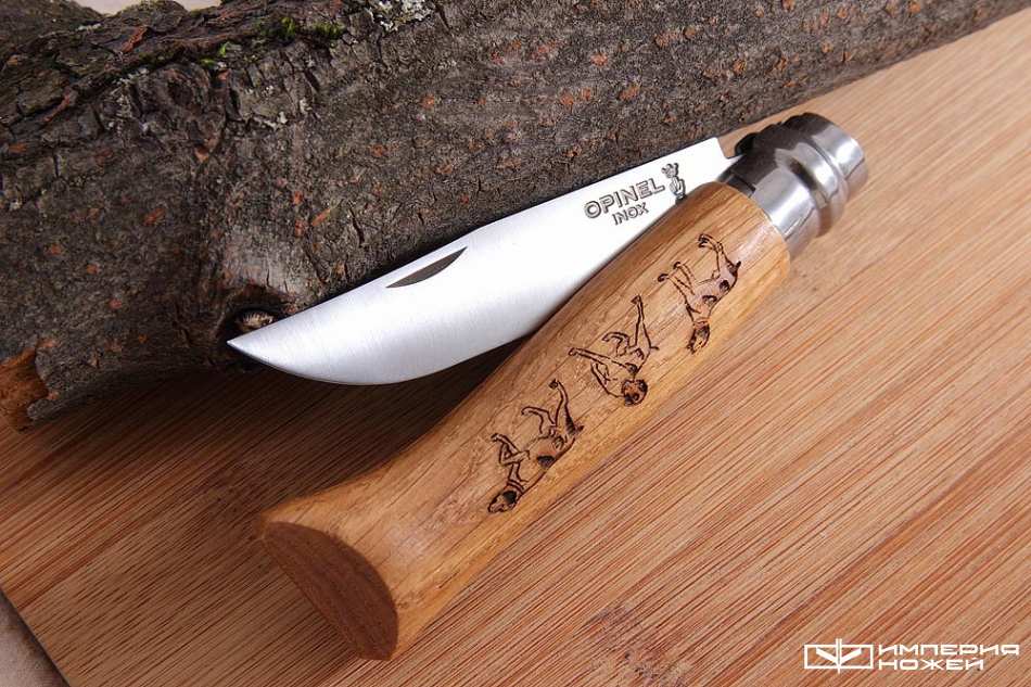 Нож Opinel №8VRI Animalia Dog, дуб, орнамент 