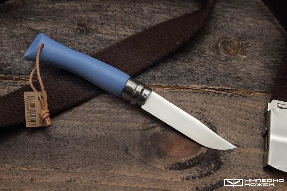складной нож Opinel №7 Trekking, нержавеющая сталь, кожаный темляк, синий – Opinel фото 3
