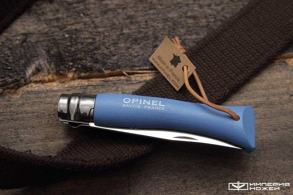 складной нож Opinel №7 Trekking, нержавеющая сталь, кожаный темляк, синий – Opinel фото 4