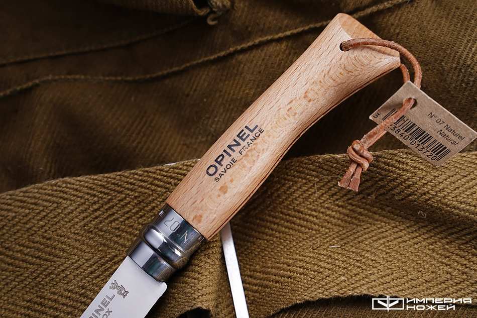 складной нож Opinel №7 нержавеющая сталь, бук, с кожаным темляком – Opinel фото 2