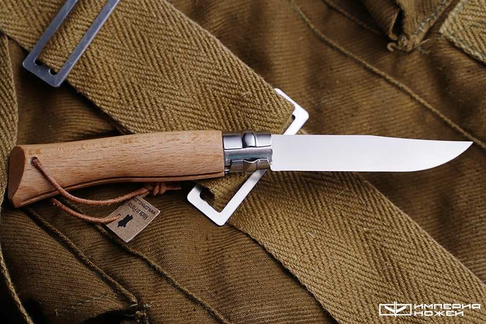 складной нож Opinel №7 нержавеющая сталь, бук, с кожаным темляком – Opinel фото 3