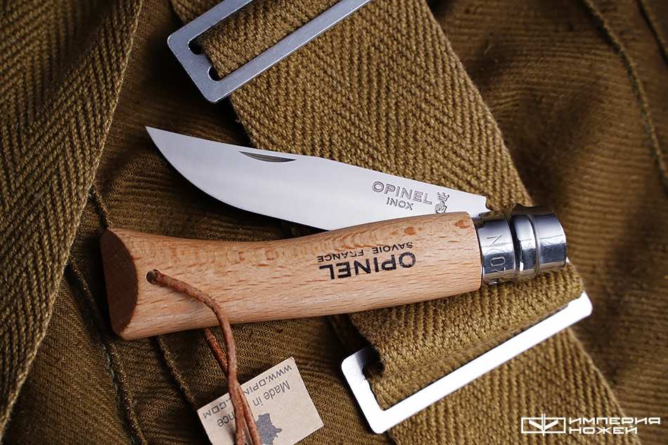 складной нож Opinel №7 нержавеющая сталь, бук, с кожаным темляком – Opinel фото 4