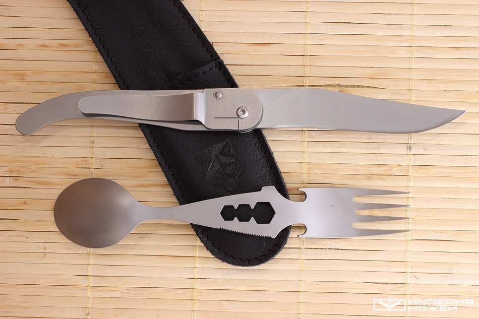Набор Вилка-Ложка-раскладной Нож (черный чехол) – Mr.Blade фото 4