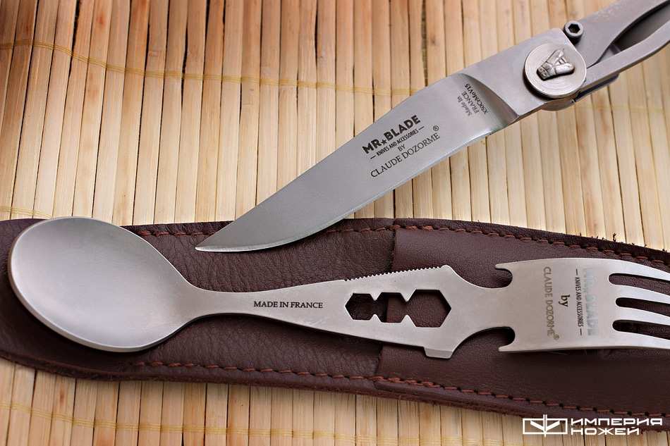 Набор Вилка-Ложка-Складной Нож (коричневый чехол) – Mr.Blade фото 2