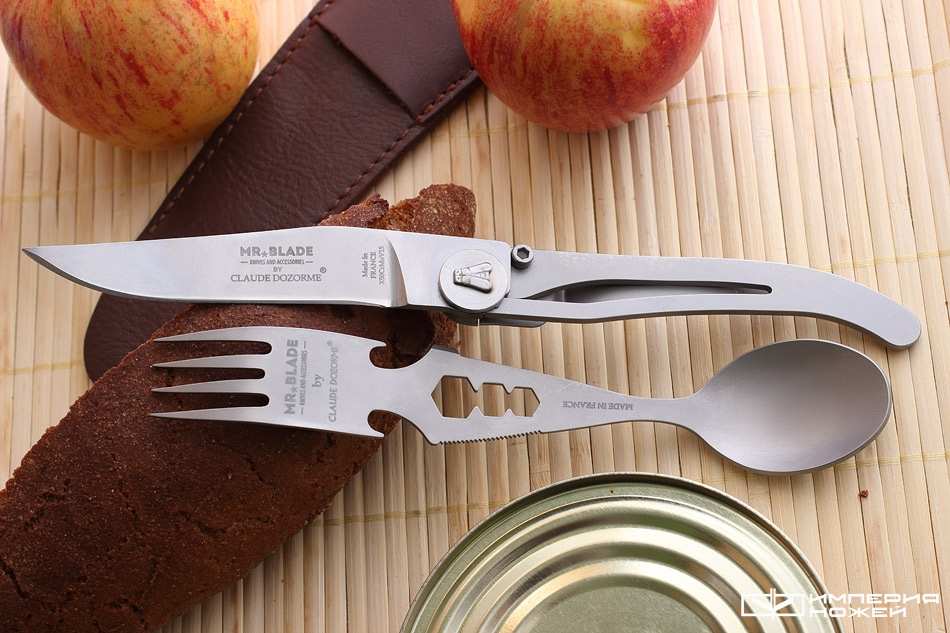 Набор Вилка-Ложка-Складной Нож (коричневый чехол) – Mr.Blade фото 5
