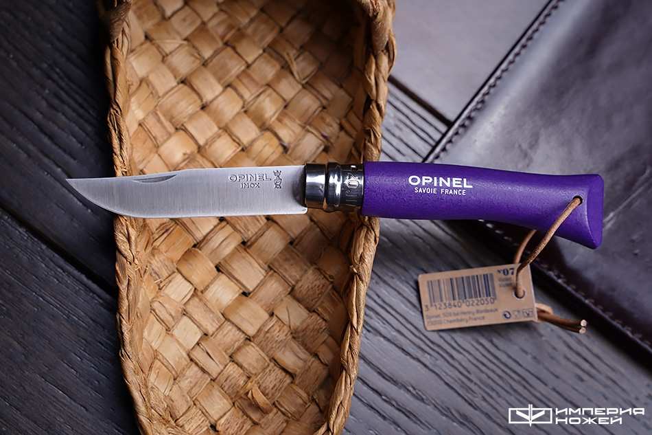 Opinel №7 Trekking, нержавеющая сталь, кожаный темляк, фиолетовый – Opinel