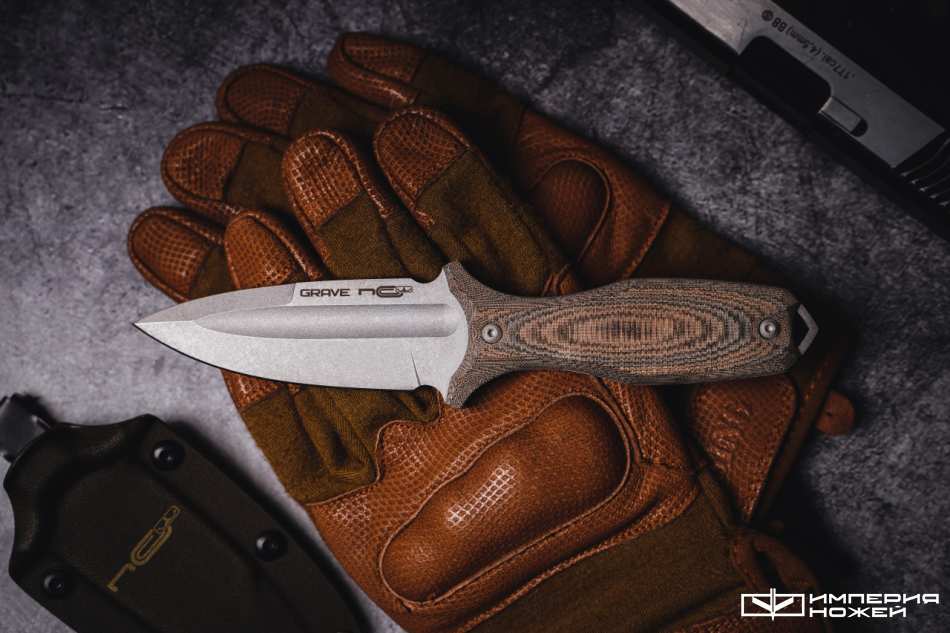 Нож скрытого ношения с фиксированным клинком Grave Micarta Aus-10 – N.C.Custom