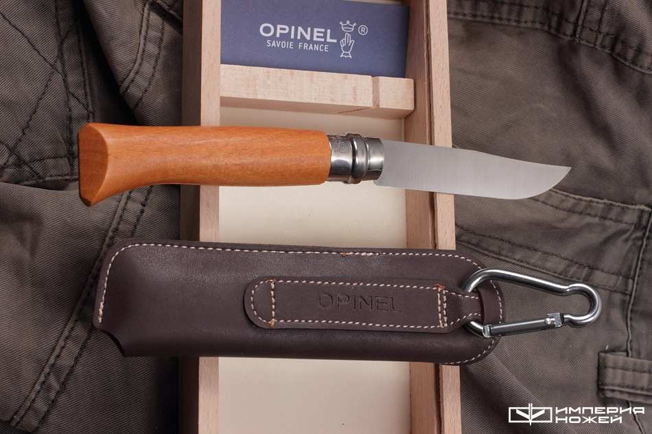 Нож Opinel №8, углеродистая сталь, рукоять из дерева бука, с чехлом, в деревянной коробке (УЦЕНКА) – Opinel фото 4