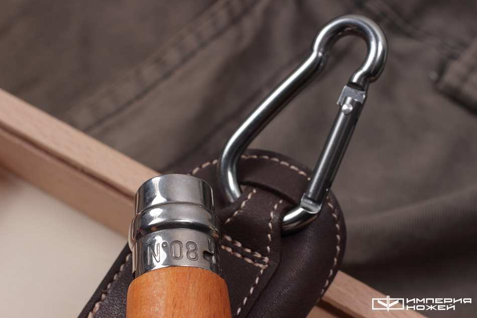 Нож Opinel №8, углеродистая сталь, рукоять из дерева бука, с чехлом, в деревянной коробке (УЦЕНКА) – Opinel фото 3