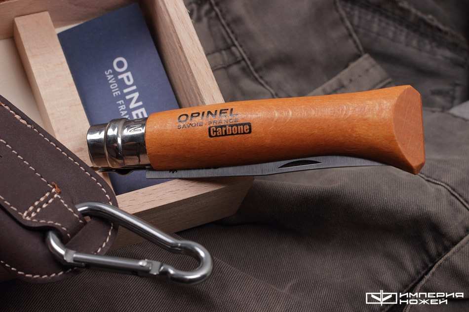 Нож Opinel №8, углеродистая сталь, рукоять из дерева бука, с чехлом, в деревянной коробке (УЦЕНКА) – Opinel фото 2