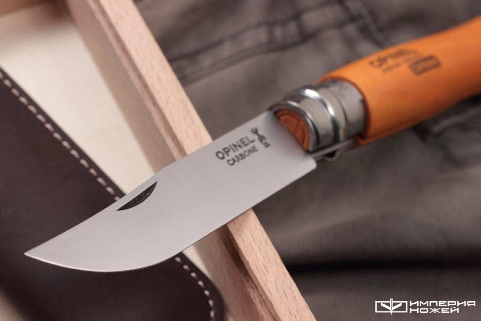 Нож Opinel №8, углеродистая сталь, рукоять из дерева бука, с чехлом, в деревянной коробке (УЦЕНКА) – Opinel фото 6