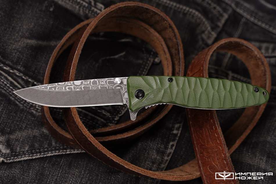Складной туристический нож Ganzo Firebird F620 зеленый (травление) – Ganzo