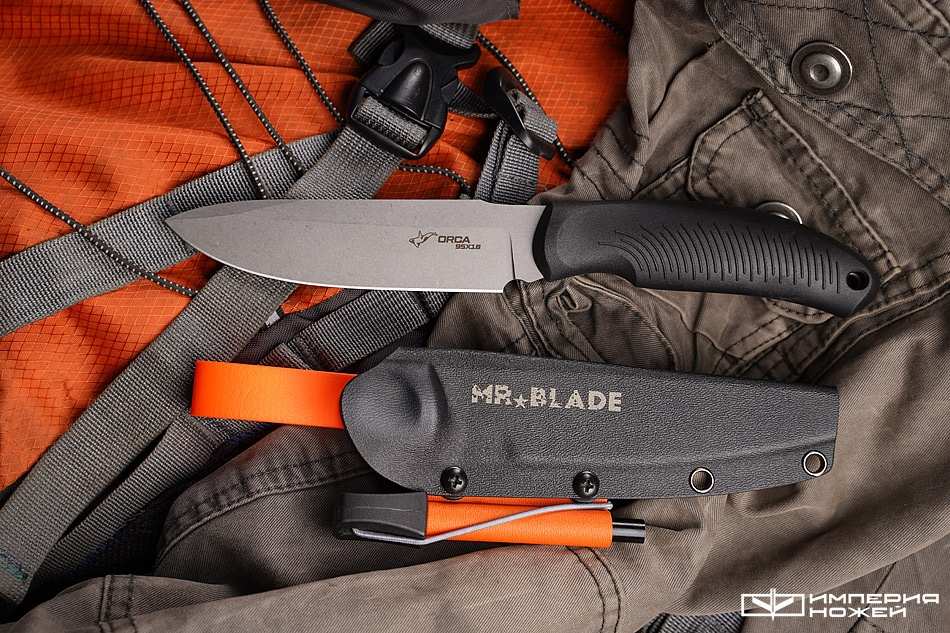 Нож с фиксированным клинком Orca с огнивом (Orange Color) – Mr.Blade