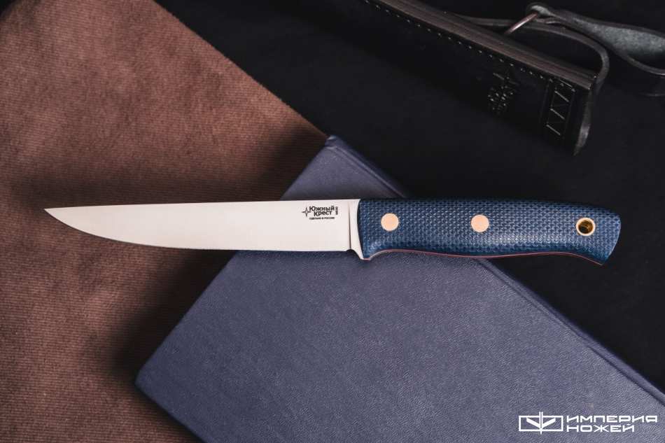 Нож с фиксированным клинком Рыбацкий L N690 синяя микарта – Южный Крест