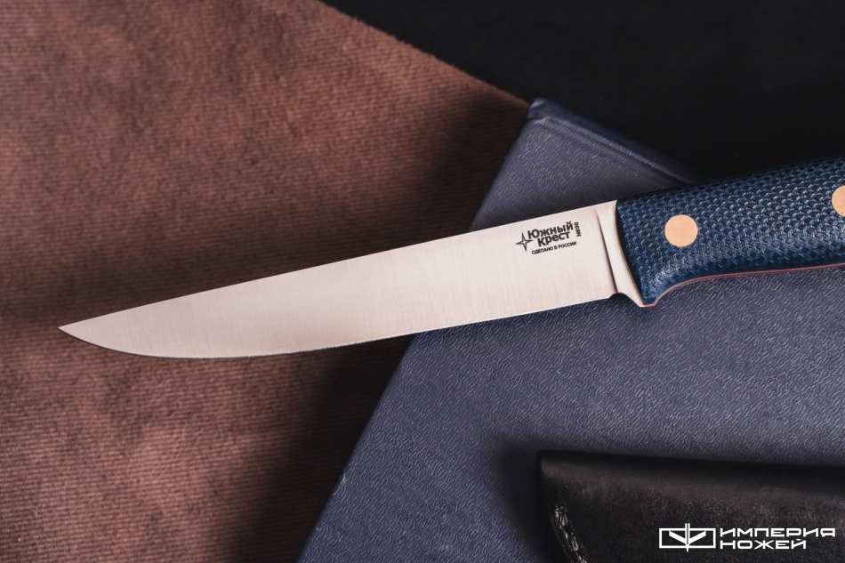 Нож с фиксированным клинком Рыбацкий L N690 синяя микарта – Южный Крест фото 3