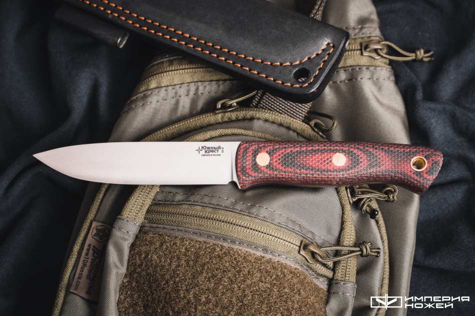 Нож с фиксированным клинком Бушкрафт D2 красная микарта – Южный Крест