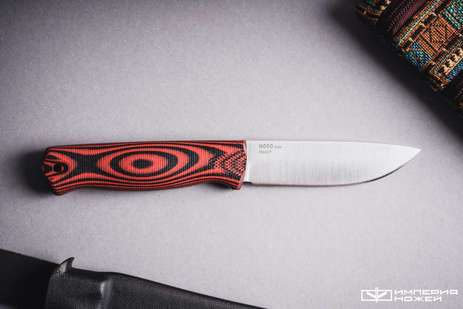 Нож с фиксированным клинком Hoot-F N690 Black/Red G10 – Owl Knife фото 2