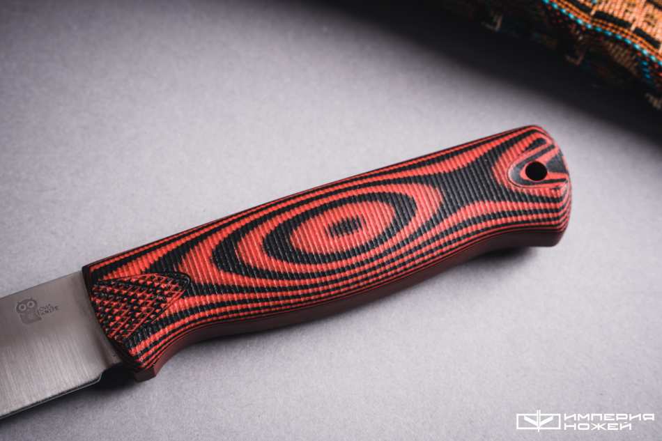 Нож с фиксированным клинком Hoot-F N690 Black/Red G10 – Owl Knife фото 4