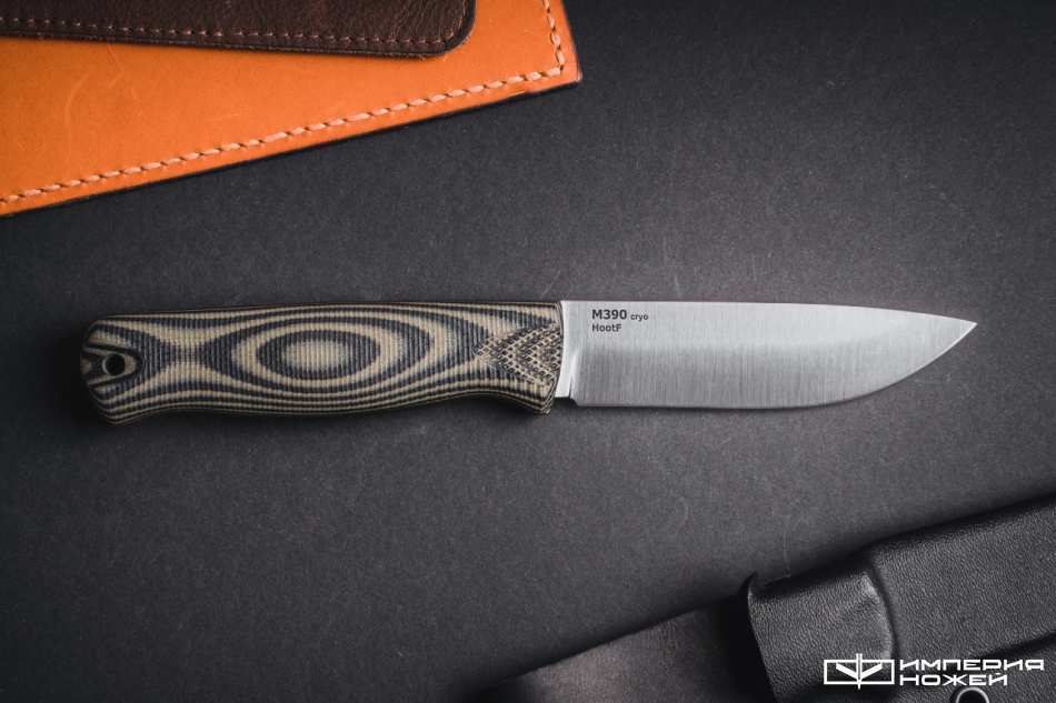 Нож с фиксированным клинком Hoot-F M390 Black/Olive G10 – Owl Knife фото 2