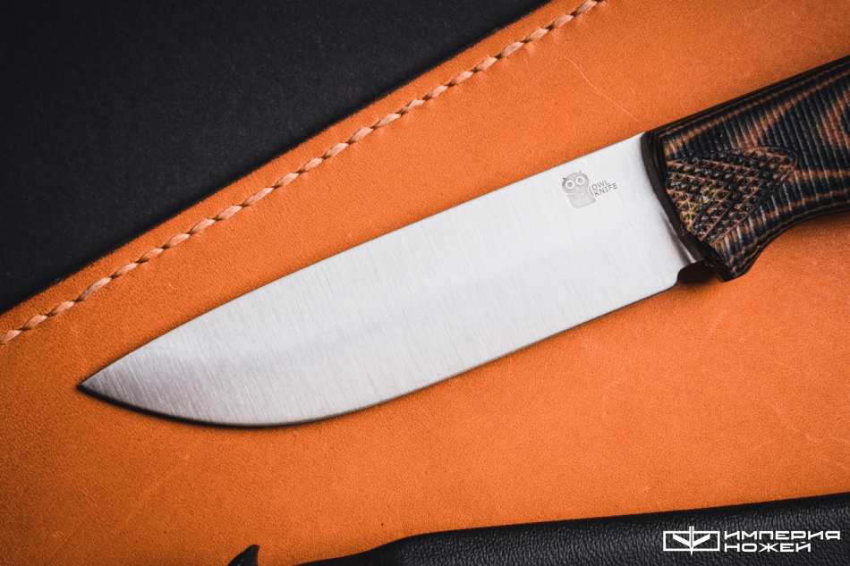 Нож с фиксированным клинком Hoot-F N690 Black/Orange G10 – Owl Knife фото 3