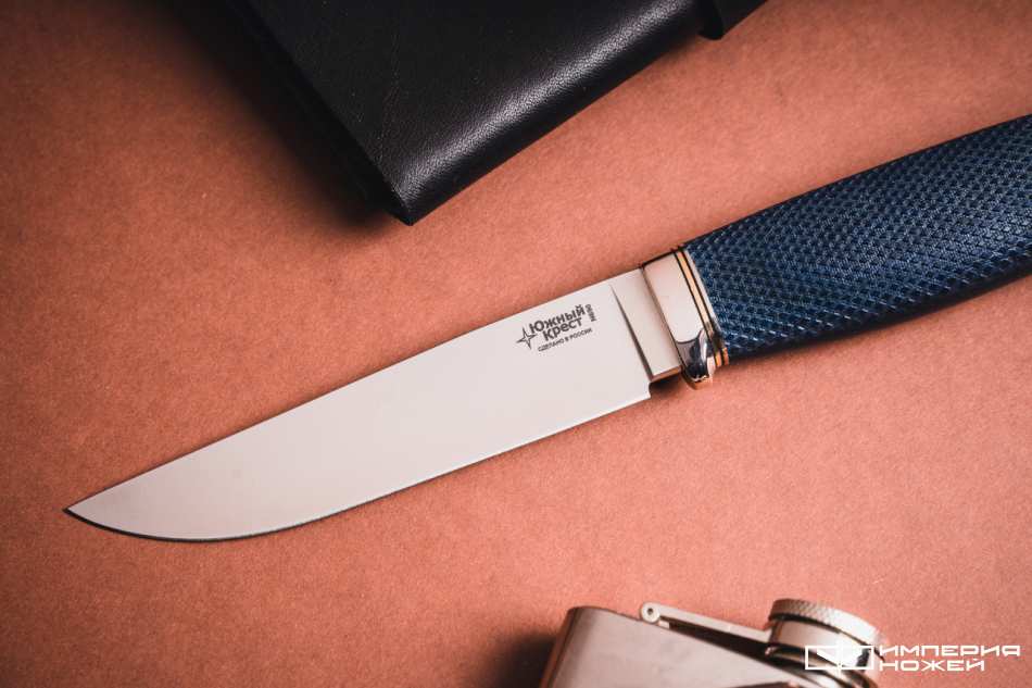 Нож с фиксированным клинком Норт Эксперт N690 Синяя Микарта – Южный Крест фото 3