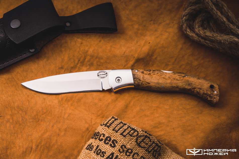 Складной нож с клинком якутского типа Карельская береза – Стальные Бивни