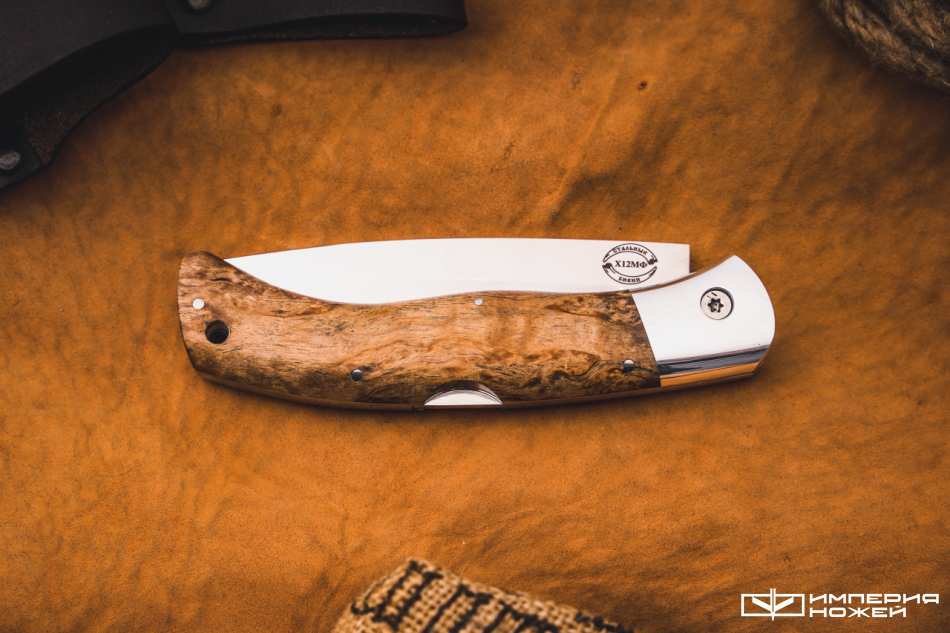 Складной нож с клинком якутского типа Карельская береза – Стальные Бивни фото 5