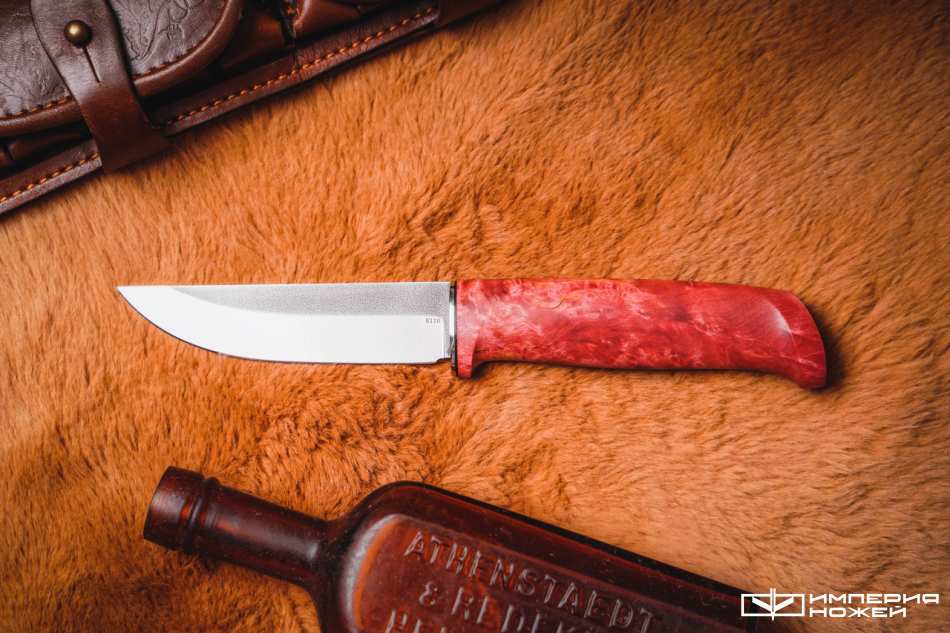 Нож с фиксированным клинком Барбус Красный, K110, Стабилизированная карельская берёза – Sander