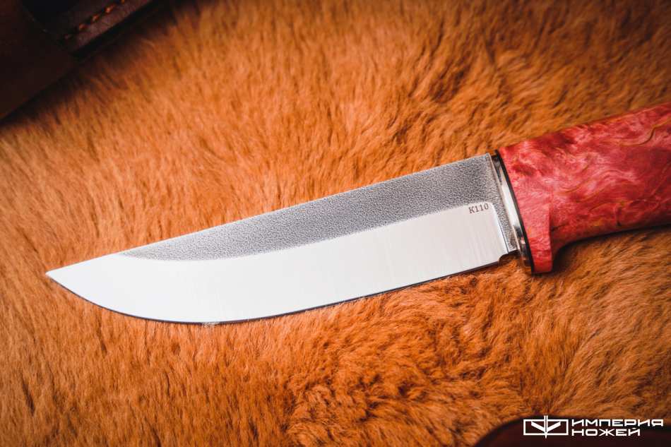 Нож с фиксированным клинком Барбус Красный, K110, Стабилизированная карельская берёза – Sander фото 3