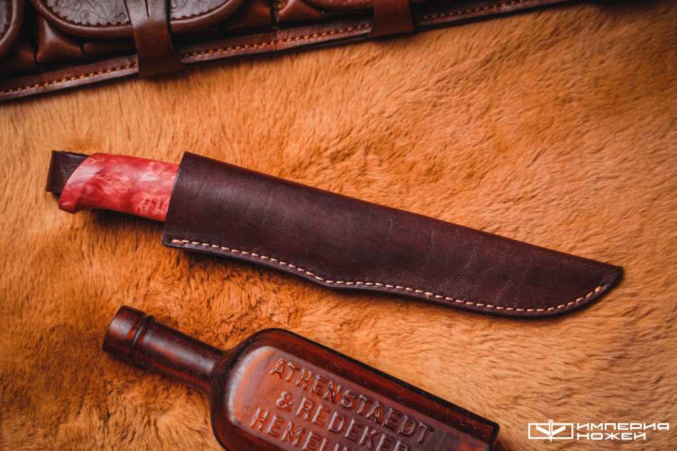 Нож с фиксированным клинком Барбус Красный, K110, Стабилизированная карельская берёза – Sander фото 7
