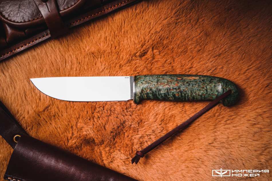 Нож с фиксированным клинком Шмель Зеленый, K110, Стабилизированная карельская берёза – Sander