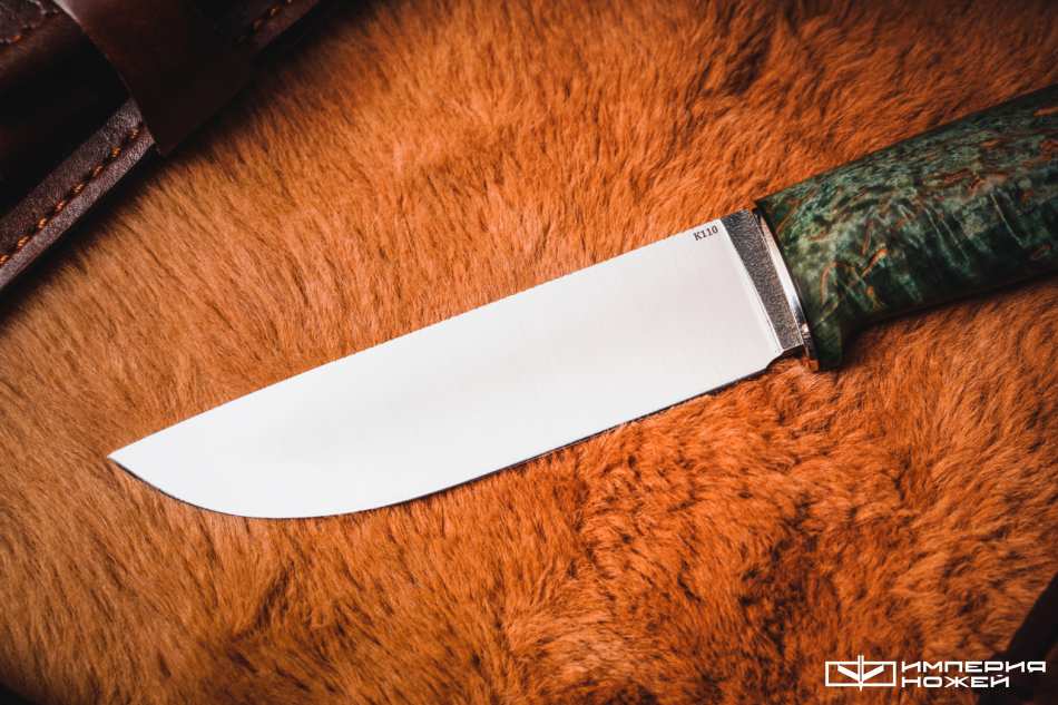 Нож с фиксированным клинком Шмель Зеленый, K110, Стабилизированная карельская берёза – Sander фото 4