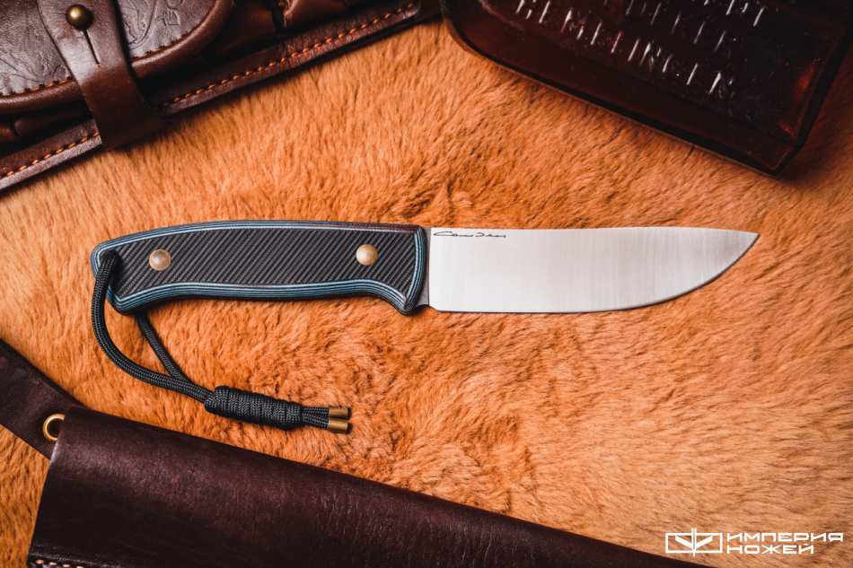 Нож с фиксированным клинком Бобр, Сталь D2, Синий G10 – Sander фото 2