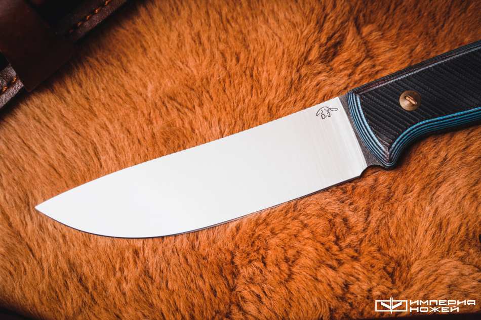 Нож с фиксированным клинком Бобр, Сталь D2, Синий G10 – Sander фото 3