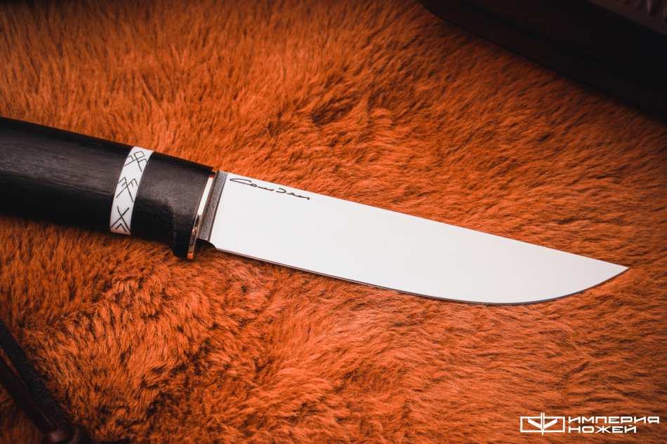 Нож с фиксированным клинком Лиман, N690, Граб, Кориан, Скримшоу  – Sander фото 5