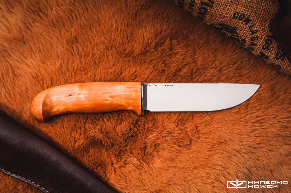 Нож с фиксированным клинком Шмель, K110, Карельская береза – Sander