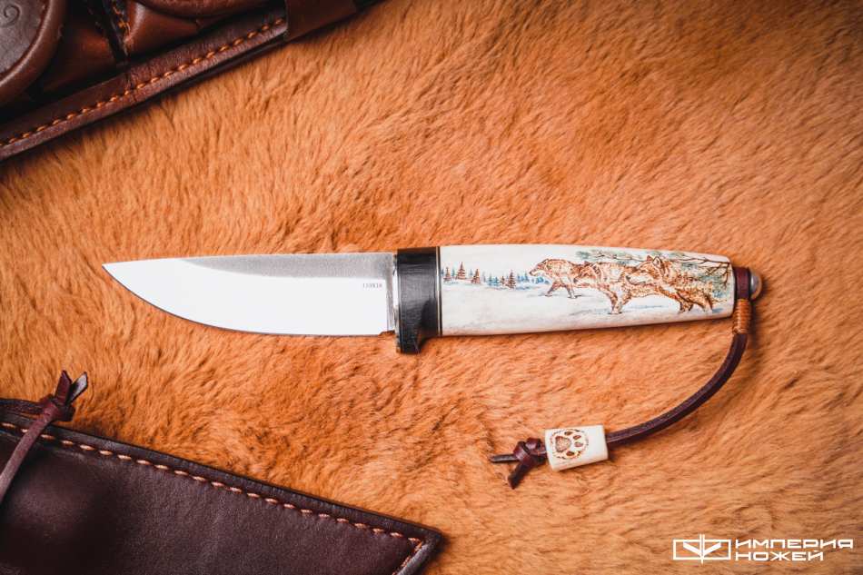 Нож с фиксированным клинком Рыбка, 110х18, Рог оленя, Скрим-шоу – Sander