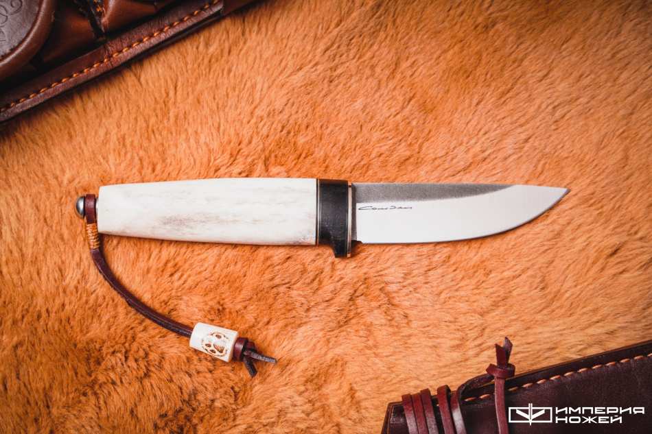 Нож с фиксированным клинком Рыбка, 110х18, Рог оленя, Скрим-шоу – Sander фото 2