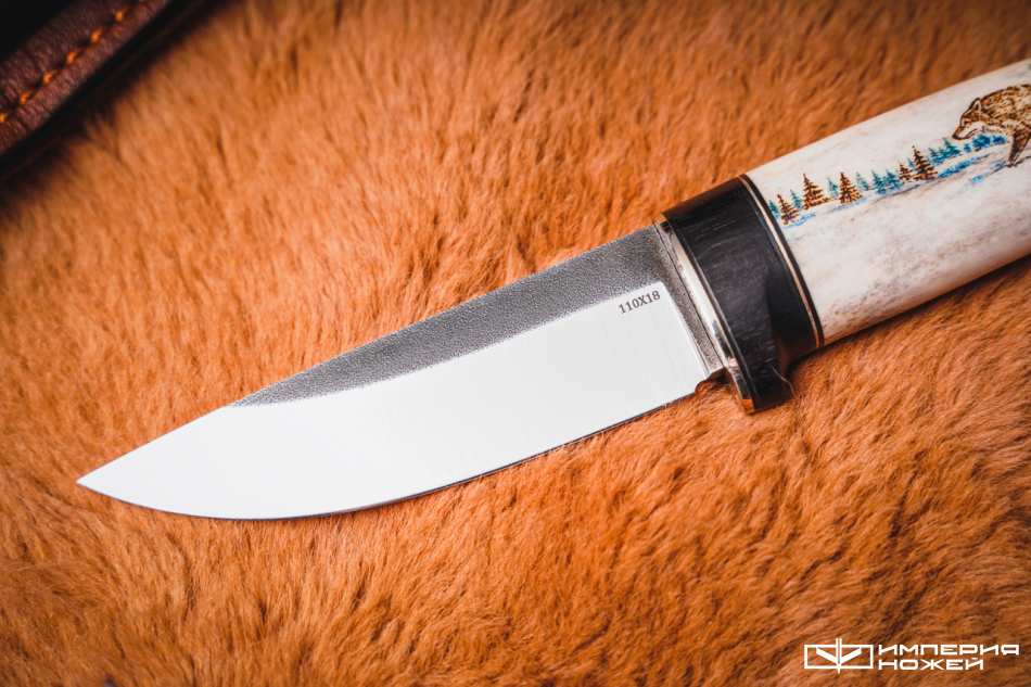 Нож с фиксированным клинком Рыбка, 110х18, Рог оленя, Скрим-шоу – Sander фото 5