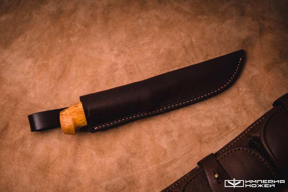 Нож с фиксированным клинком Шмель Х12МФ, Карельская береза – Sander фото 3