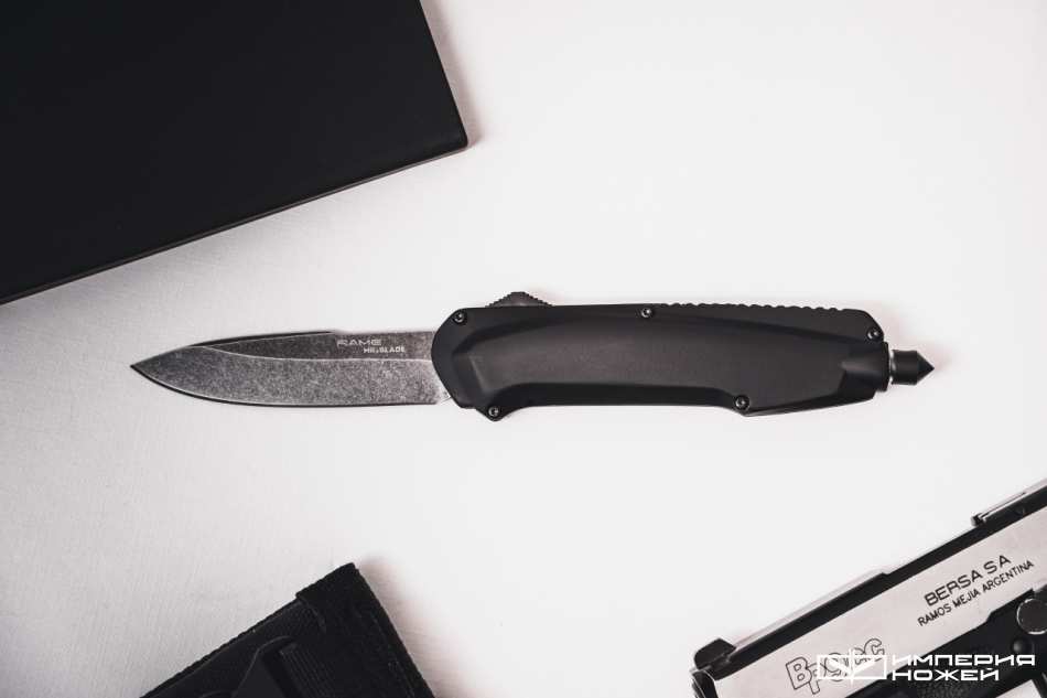 Автоматический фронтальный выкидной нож Rame Blackwash, Black – Mr.Blade