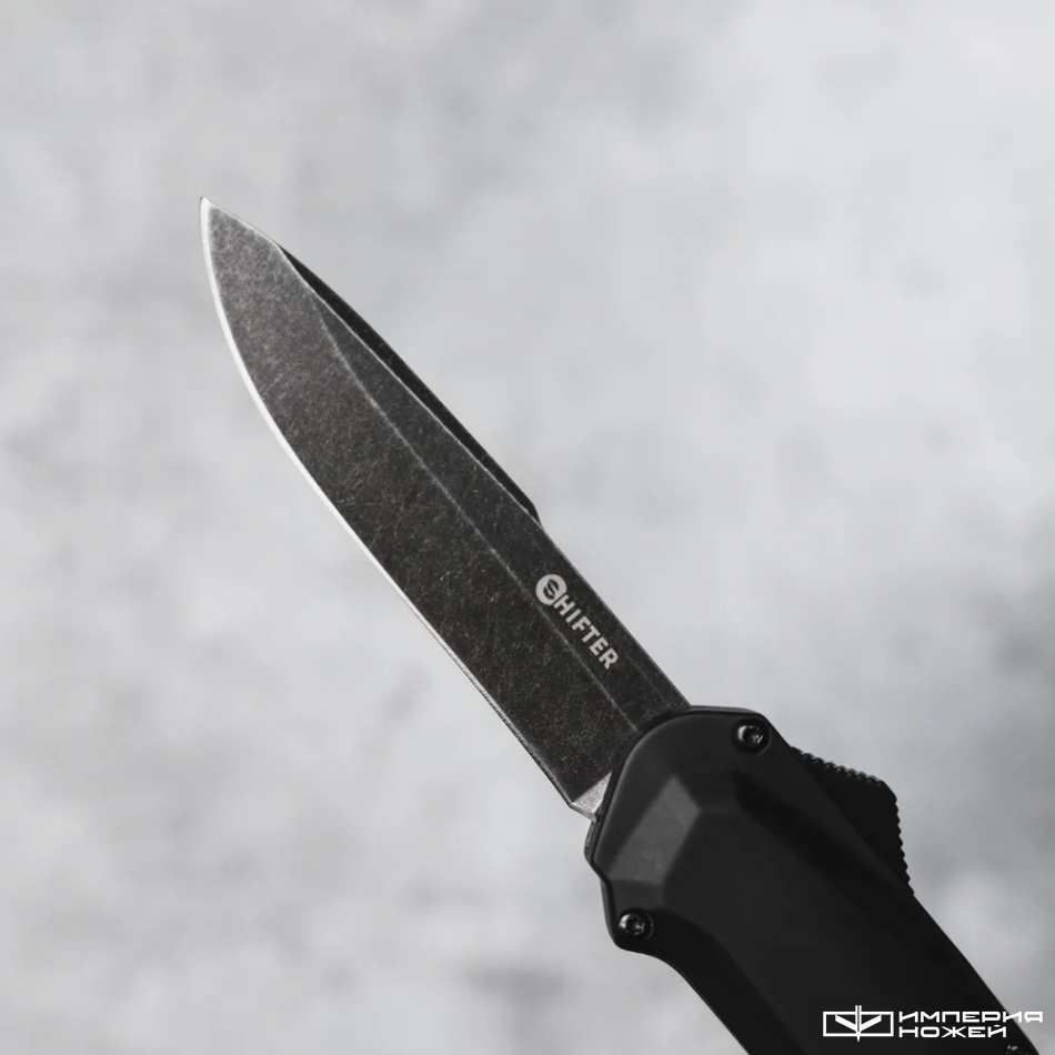 Автоматический фронтальный выкидной нож Rame (Black Stonewash, Black) - Shifter – Mr.Blade фото 2