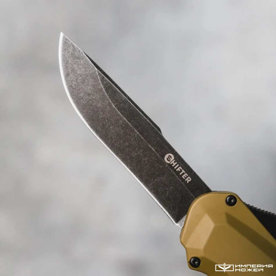 Автоматический фронтальный выкидной нож Rover (Black Stonewash, Tan) - Shifter – Mr.Blade фото 2