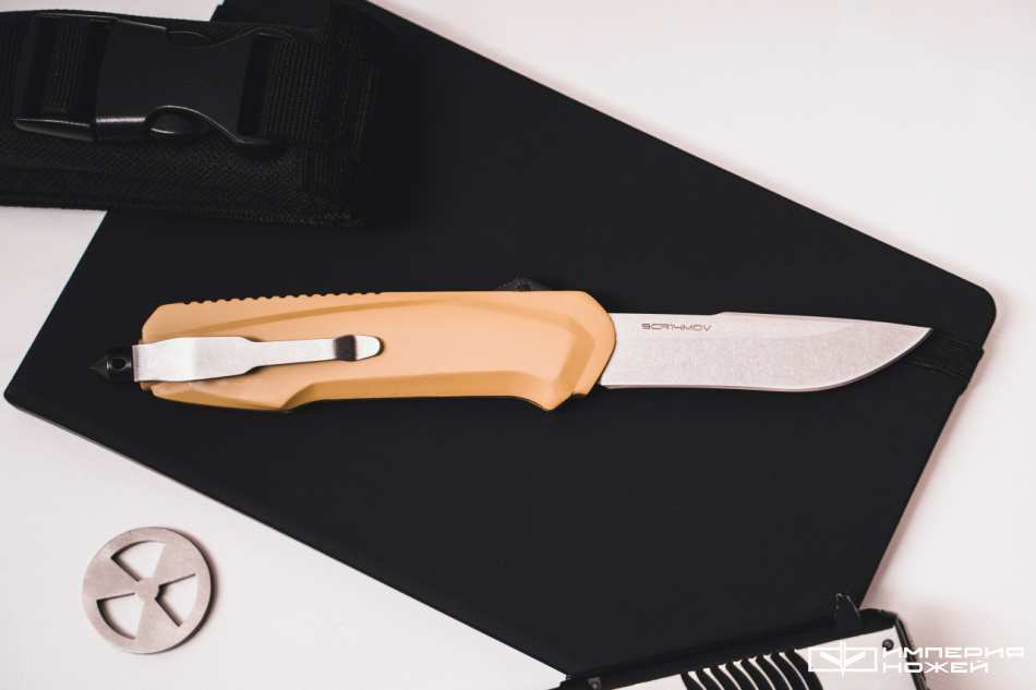 Автоматический фронтальный выкидной нож Rover Stonewash, Tan – Mr.Blade фото 2